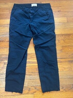 Nili Lotan Dark Navy Cropped raw hem chino Pants